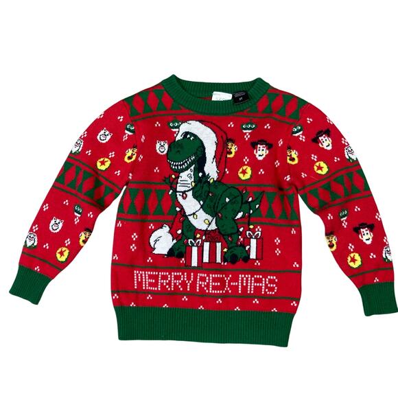 Disney Pixar Toy Story Merry Rex-Mas Christmas‎ Sweater 2T Toddler Ugly Holiday - Picture 1 of 9